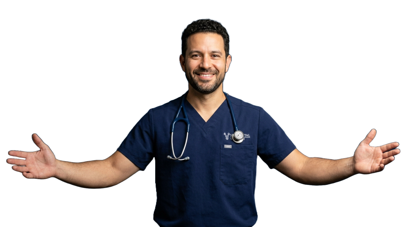 Cirujano Urólogo especialista de UROSERV dando la bienvenida a los servicios médicos